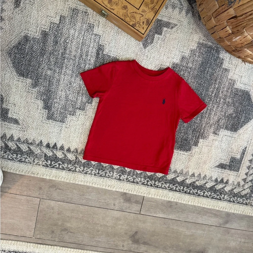 New Ralph Lauren 24 Months Boys' Red Short-Sleeve Polo Tee with Navy Pony